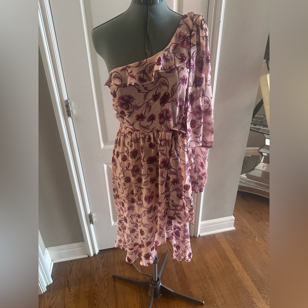 NWT For Love And Lemons Pink Floral One-Shoulder Midi Dress - Picture 8 of 12